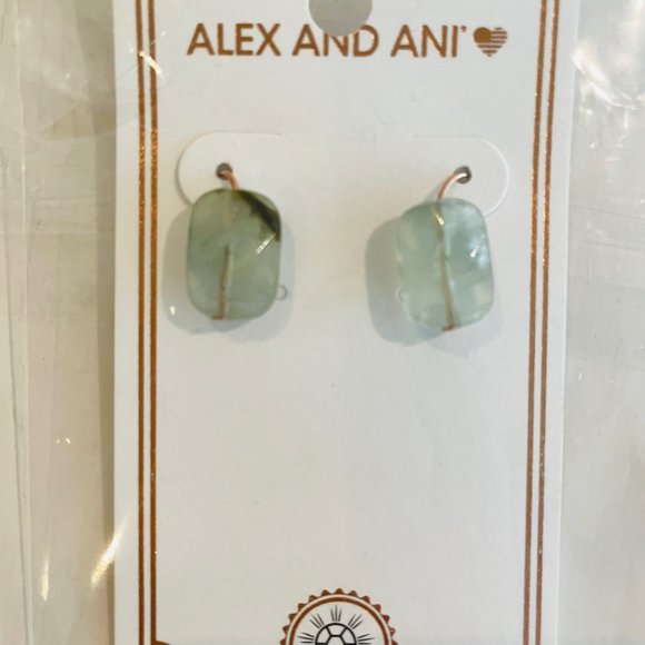 Alex and Ani Green Quartz Earrings rose gold, drop,dangle - Picture 11 of 12